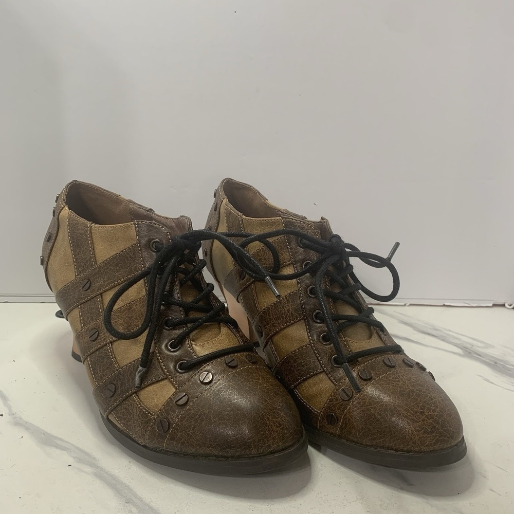 HADES Jade Shoes Heels Oxfords Brown Steampunk Vegan Leather Sz 9